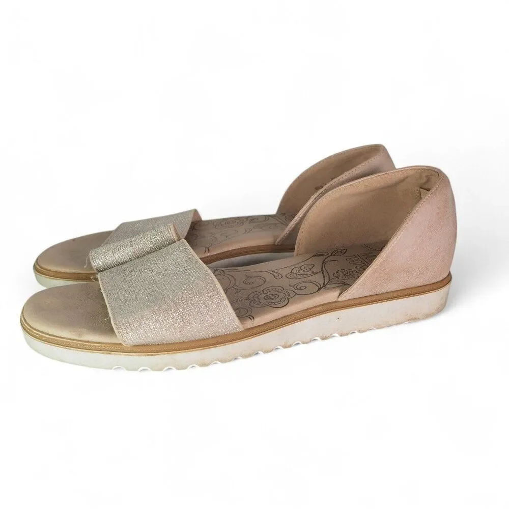 Mootsies Tootsies Penelope Open Toe Sandal Flats Shimmer Gold Women's‎ 8.5M
